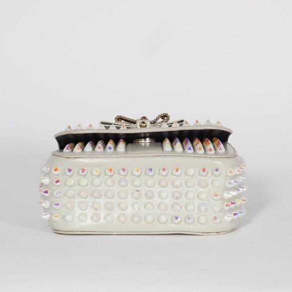 Christian Louboutin Studded Bow Neutral Leather Mini Crossbody Bag - Picture 9 of 12